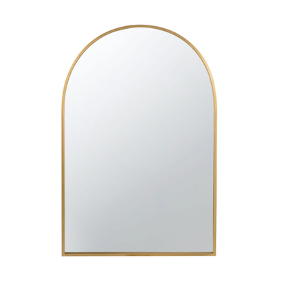 The Arched Mirror With Metal Frame is a large, rectangular wall mirror with a rounded top and thin gold frame, perfect for your living room, bedroom, or entryway. Shown against a plain white background.