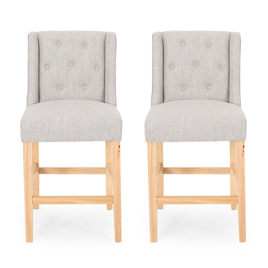 Vienna - Contemporary Fabric Tufted & Wingback Counter Stools (Set of 2)