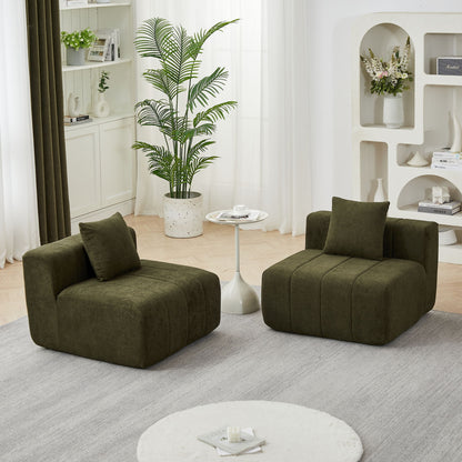 Modular Sectional Sofa With 2 Pillows, Symmetrical Design