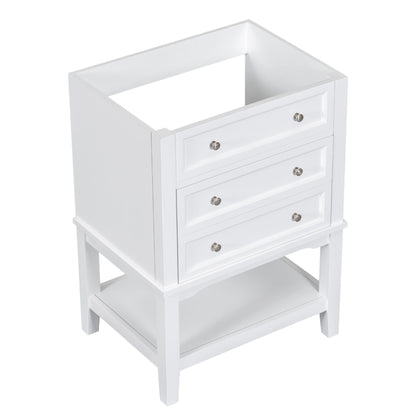 24" Bathroom Vanity Without Sink, Base Only, Storage Cabinet With Drawer And Open Shelf - White