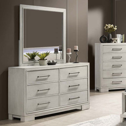 Dresser With Square Legs And Sleek Handles - Antique White