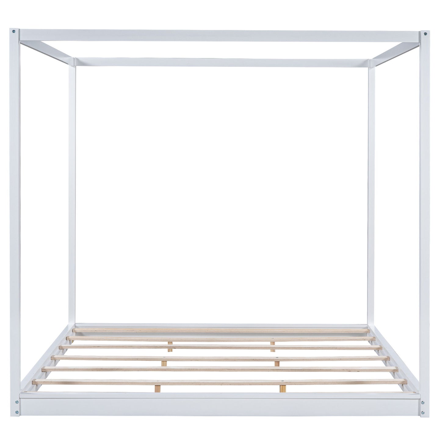 Wood Canopy Platform Bed With Support Legs And Airflow Slats
