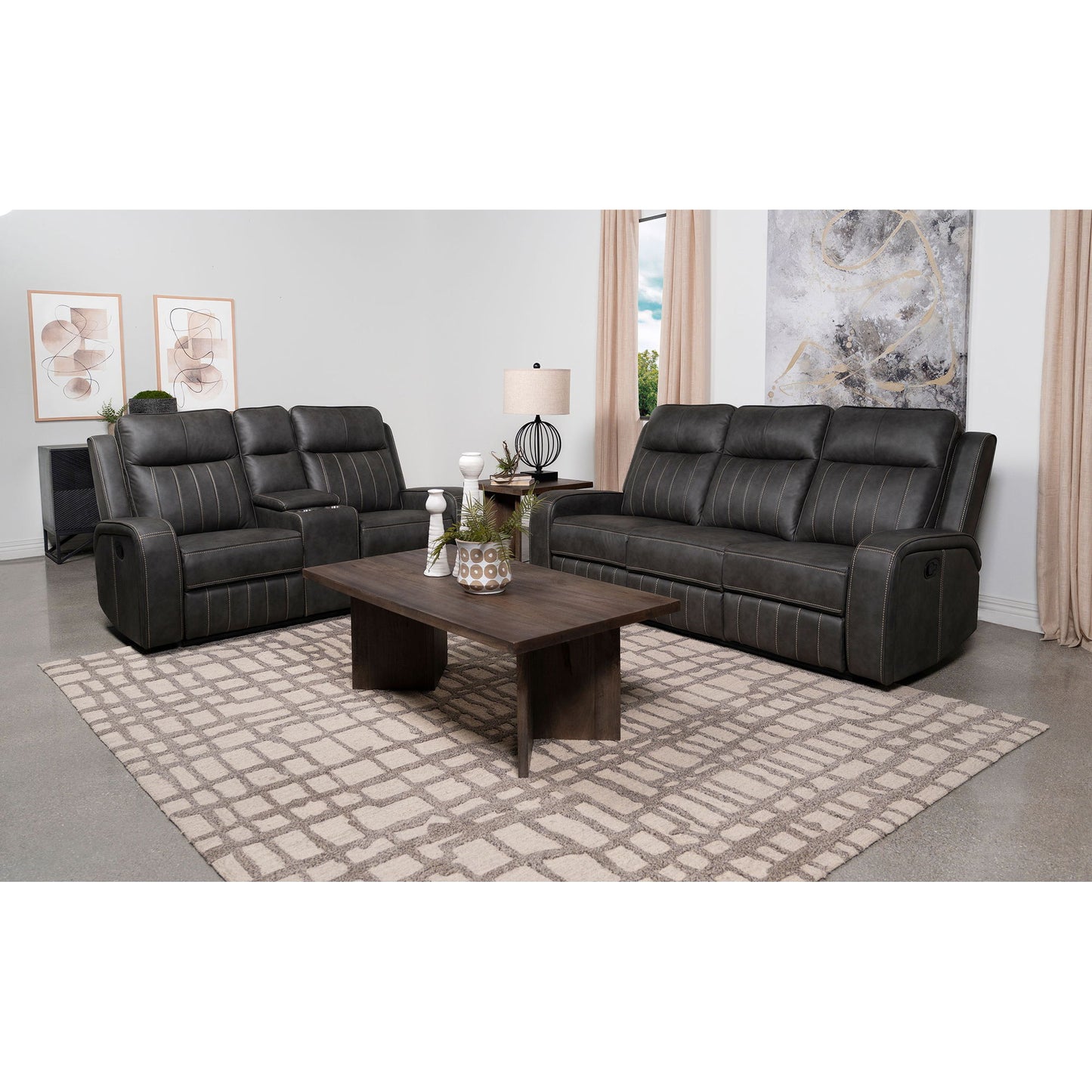 Forrest - 2 Piece Motion Reclining Sofa Set - Gray