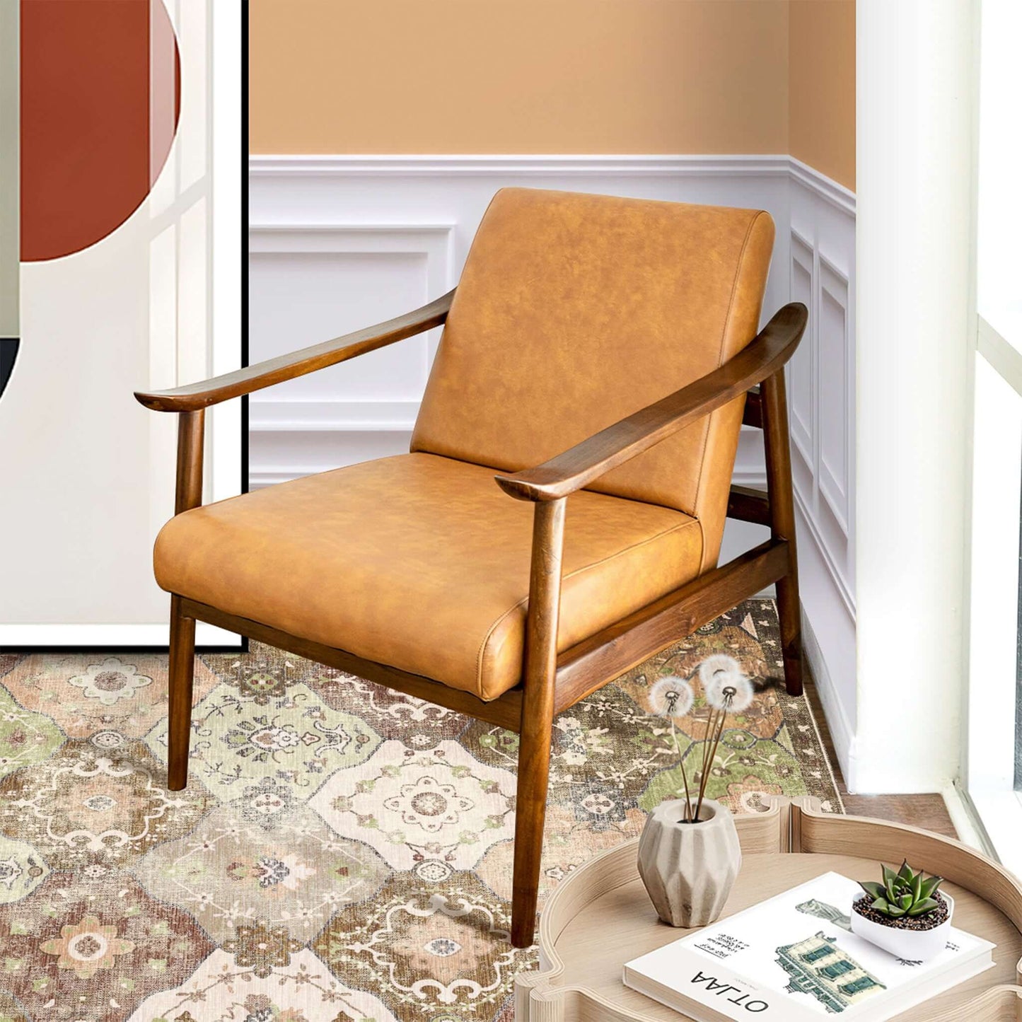 Couch.com Brandon Antique Leather Lounge Chair Brown / Tan, Durable Design, Modern Style, Leather Construction, Light Brown Finish