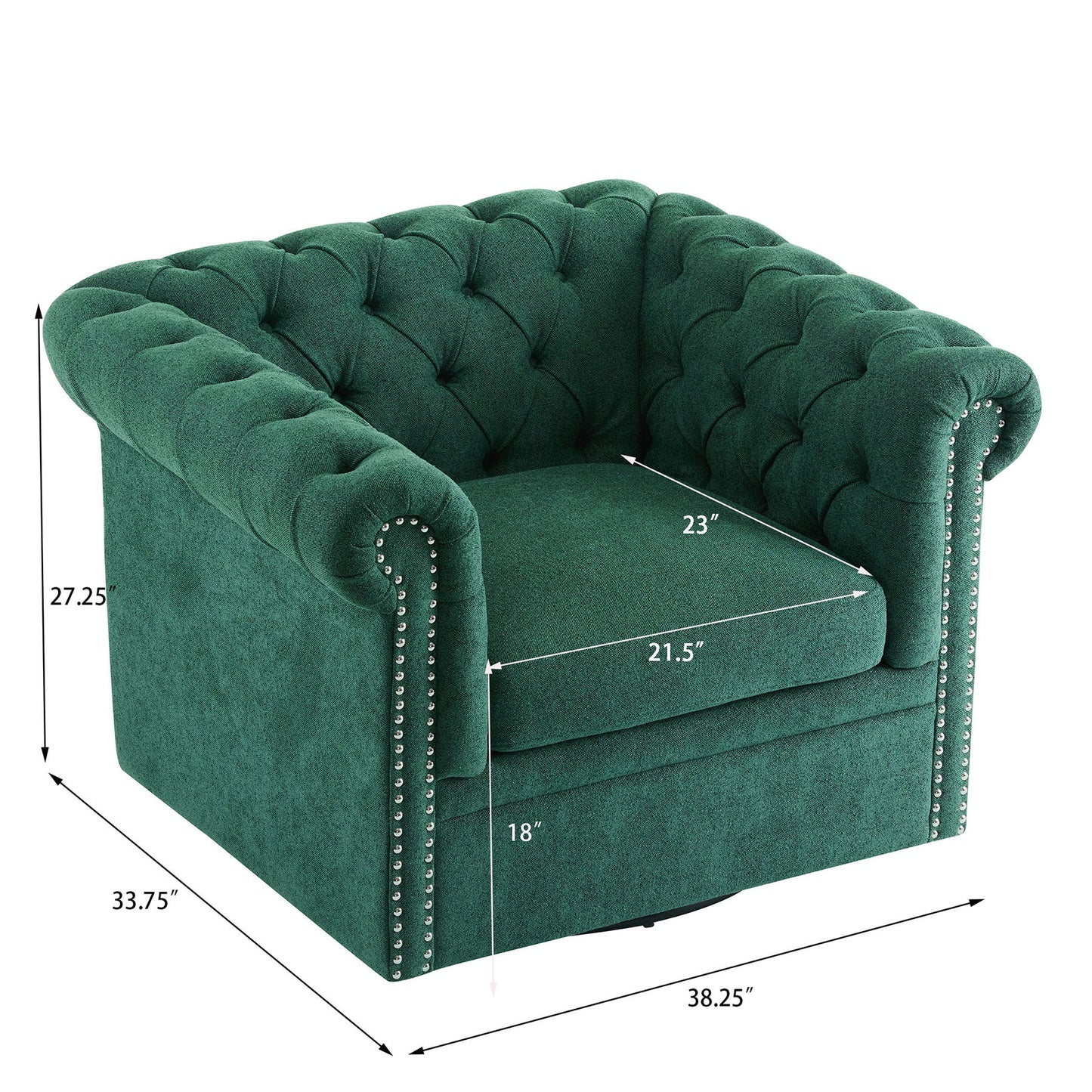 Chesterfield Style Swivel Club Chair With Button Tufted