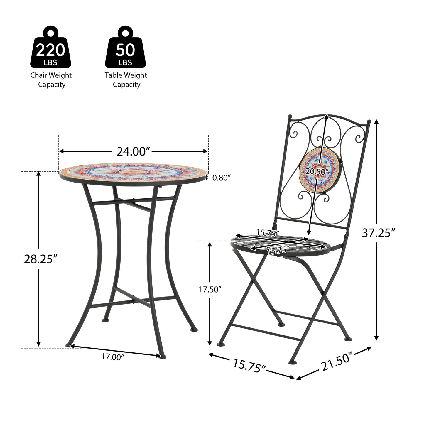 Lambert - Outdoor Chat Set - Black / Red