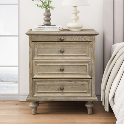 Farmhouse Nightstand With 4 Drawers