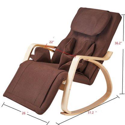 Comfortable Relax Rocking Chair With Full Massage Function Cotton Fabric Air Pressure - Brown