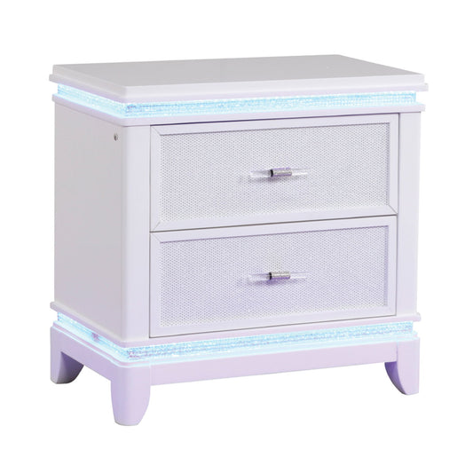 Opium - 2 Drawer Nightstand With LED Lights - White
