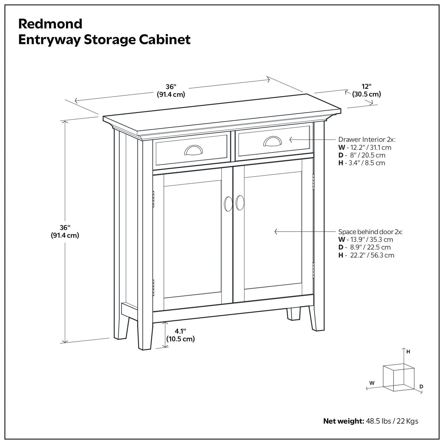Redmond - Entryway Cabinet With Adjustable Shelves And Drawers - Brown