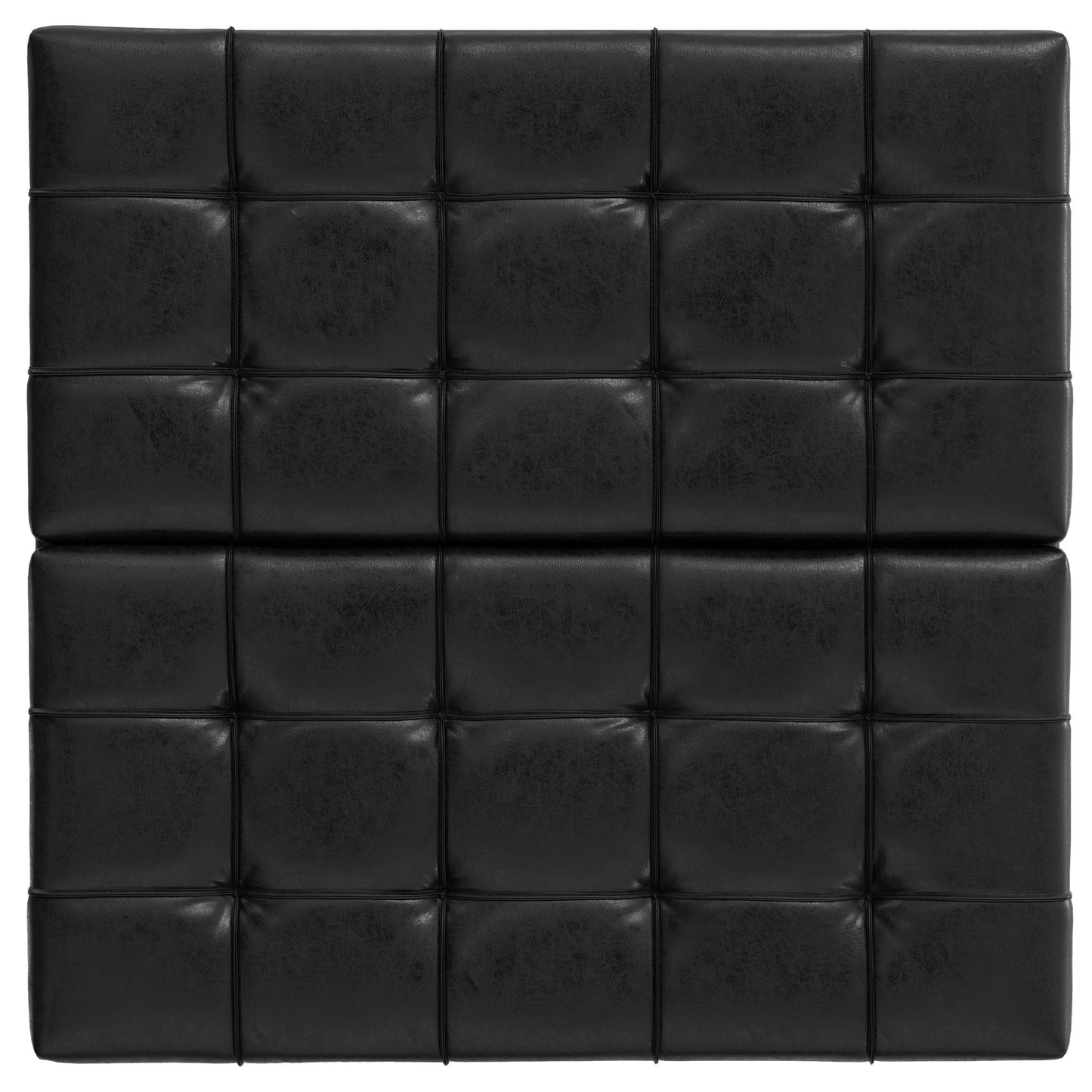 Harrison - Upholstered Coffee Table Storage Ottoman in black features square-tiled, tufted upholstery with stitched outlines and subtle buttons at each grid intersection for a sleek, modern look.
