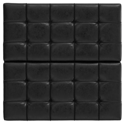 Harrison - Upholstered Coffee Table Storage Ottoman in black features square-tiled, tufted upholstery with stitched outlines and subtle buttons at each grid intersection for a sleek, modern look.