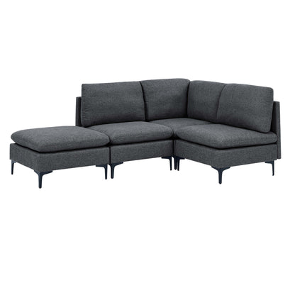 Upholstered Modular Sectional With Tall Legs, Medium Firm Seat