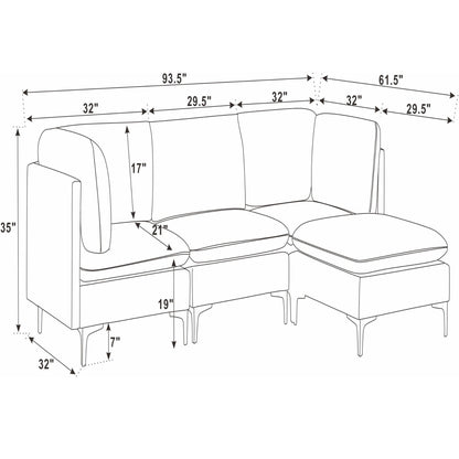 Upholstered Modular Sectional & Tall Legs