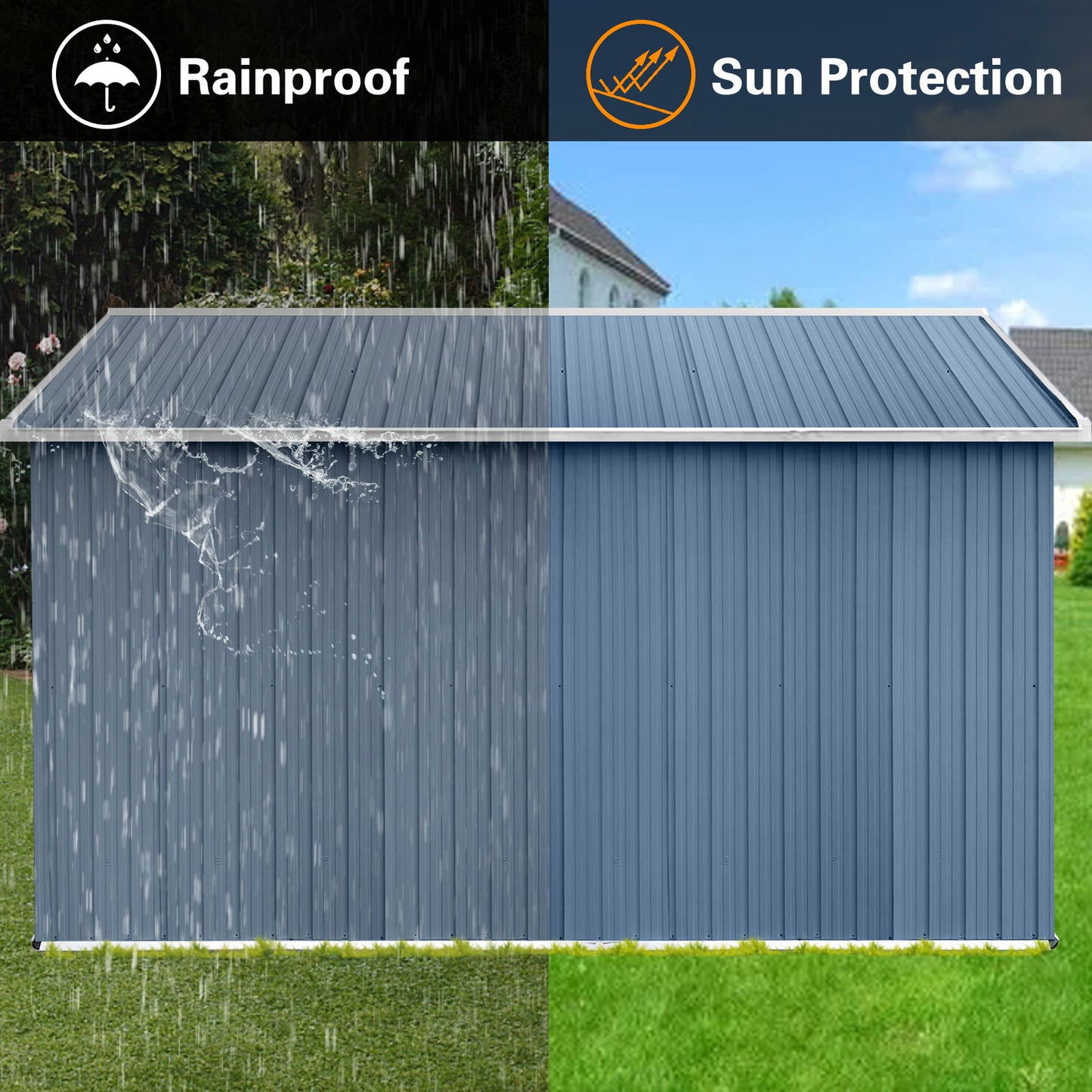 The 10' x 12' Garden Sheds Outdoor Storage Shed provides reliable protection from rain and sun.