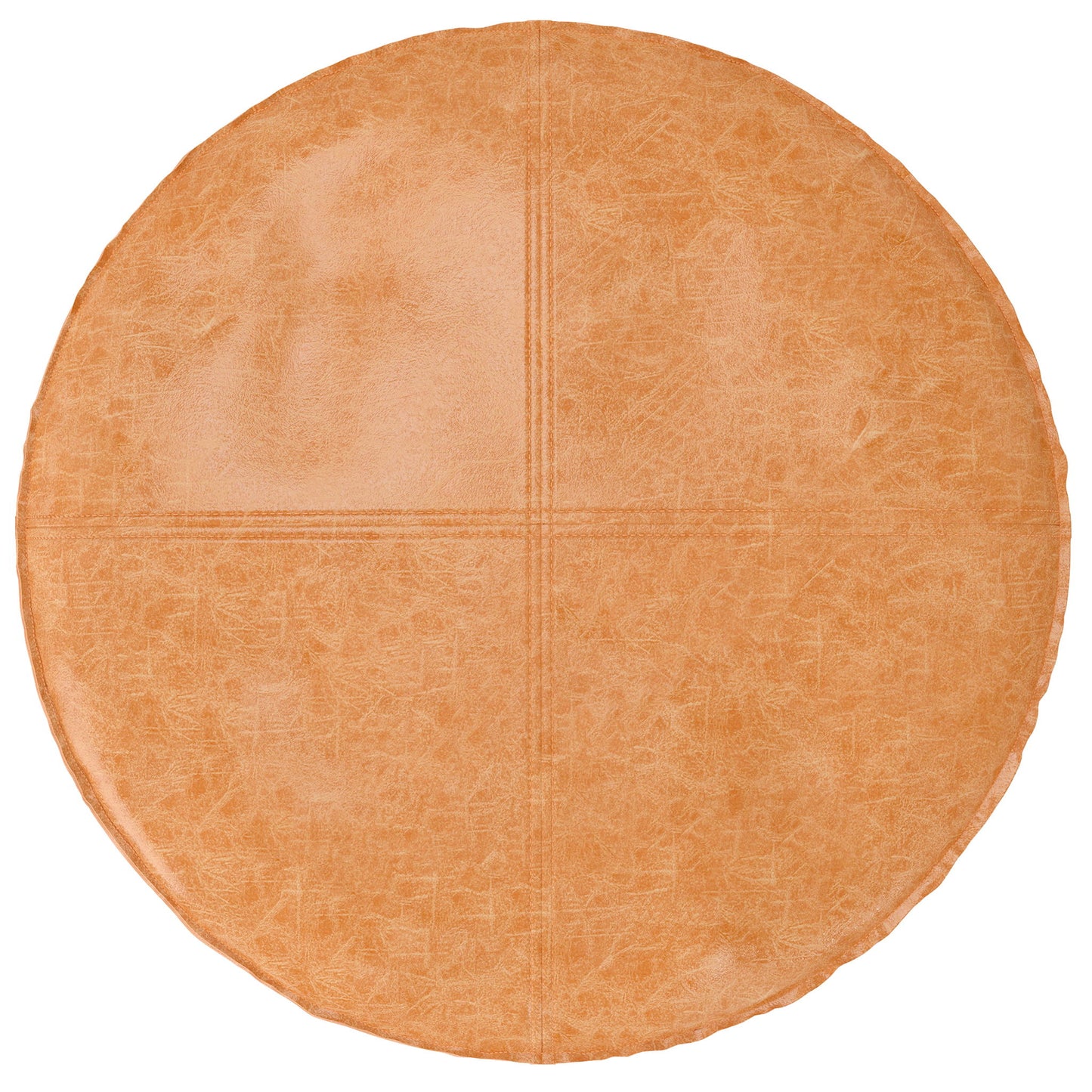 The Brody - Round Pouf is a large, round seat in light brown with a gently textured surface and a subtle cross design at the center.
