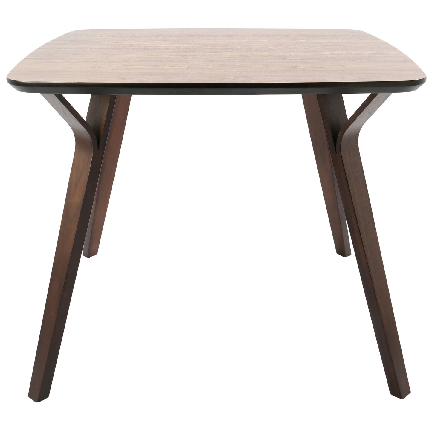 The Folia - Mid Century Modern Dinette Table features a light-colored rectangular top and four angled dark wooden legs, displayed against a white background.