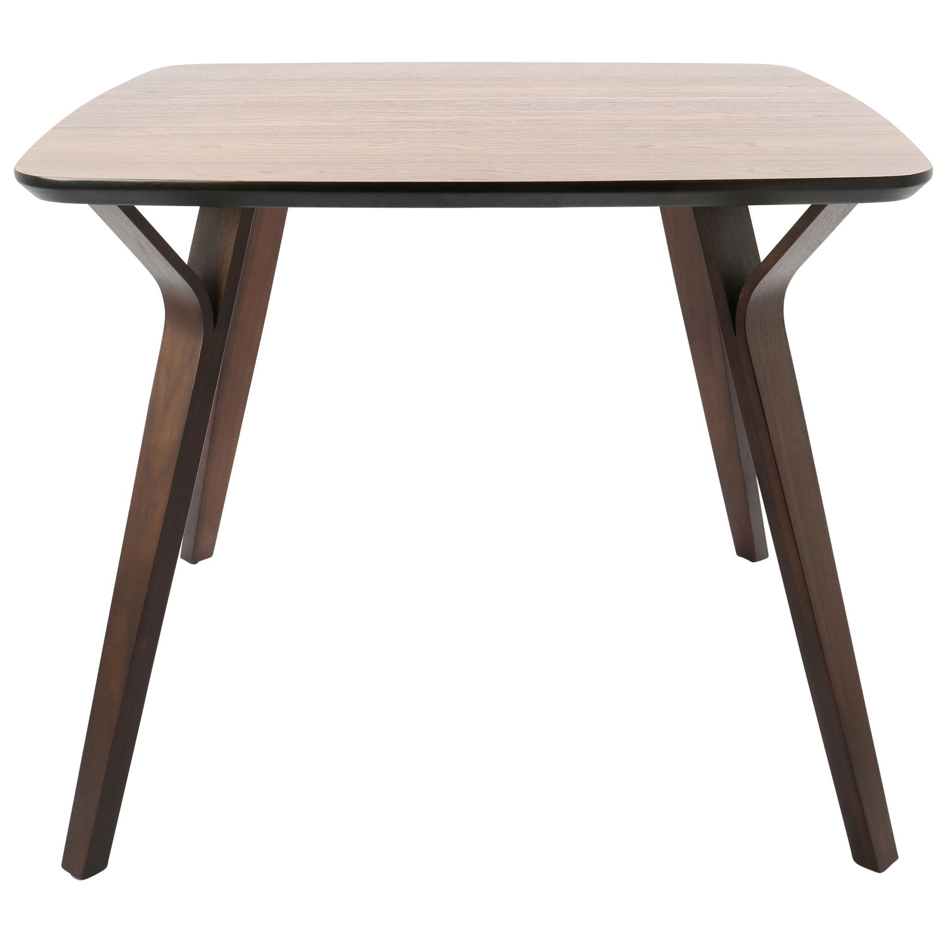 The Folia - Mid Century Modern Dinette Table features a light-colored rectangular top and four angled dark wooden legs, displayed against a white background.