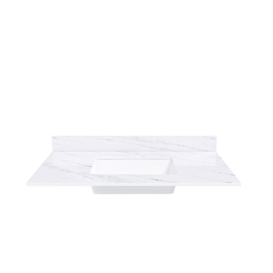 Bianco Carrara Venato Marble Vanity Top With Pre Drilled Faucet Hole And Undermount Sink