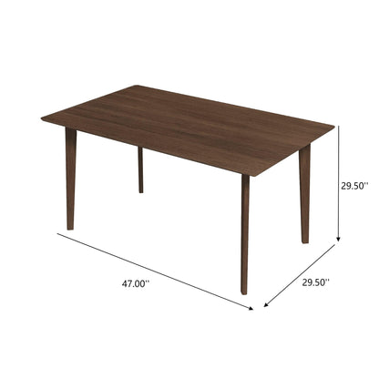 The Levi - Modern Style Rectangular Dining Kitchen Table features four tapered legs and measures 47"L x 29.5"W x 29.5"H, with measurements clearly marked by lines and numbers.