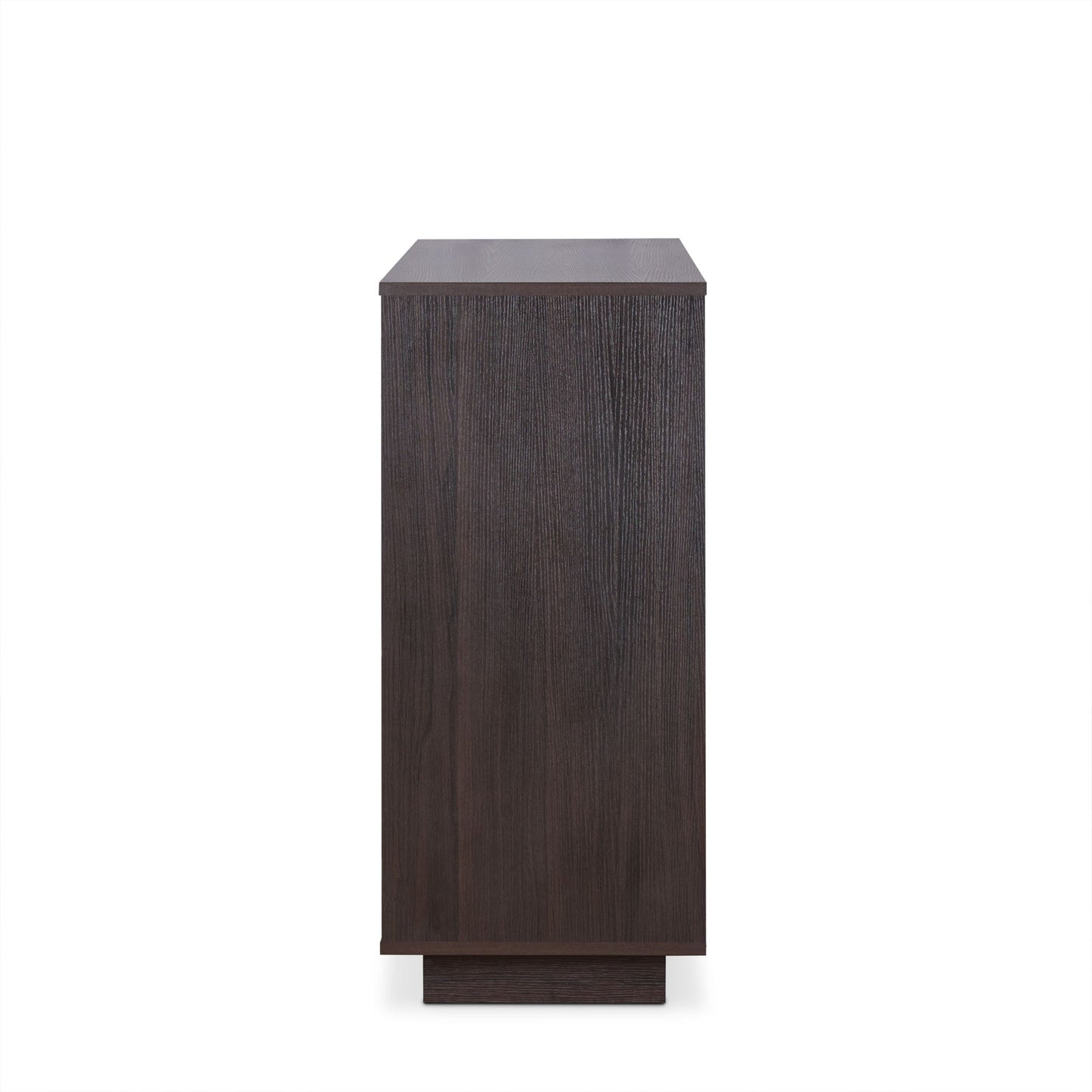 The Hazen - Wine Cabinet II in Espresso features a flat rectangular side profile with a subtle wood grain texture, displayed against a plain white background.