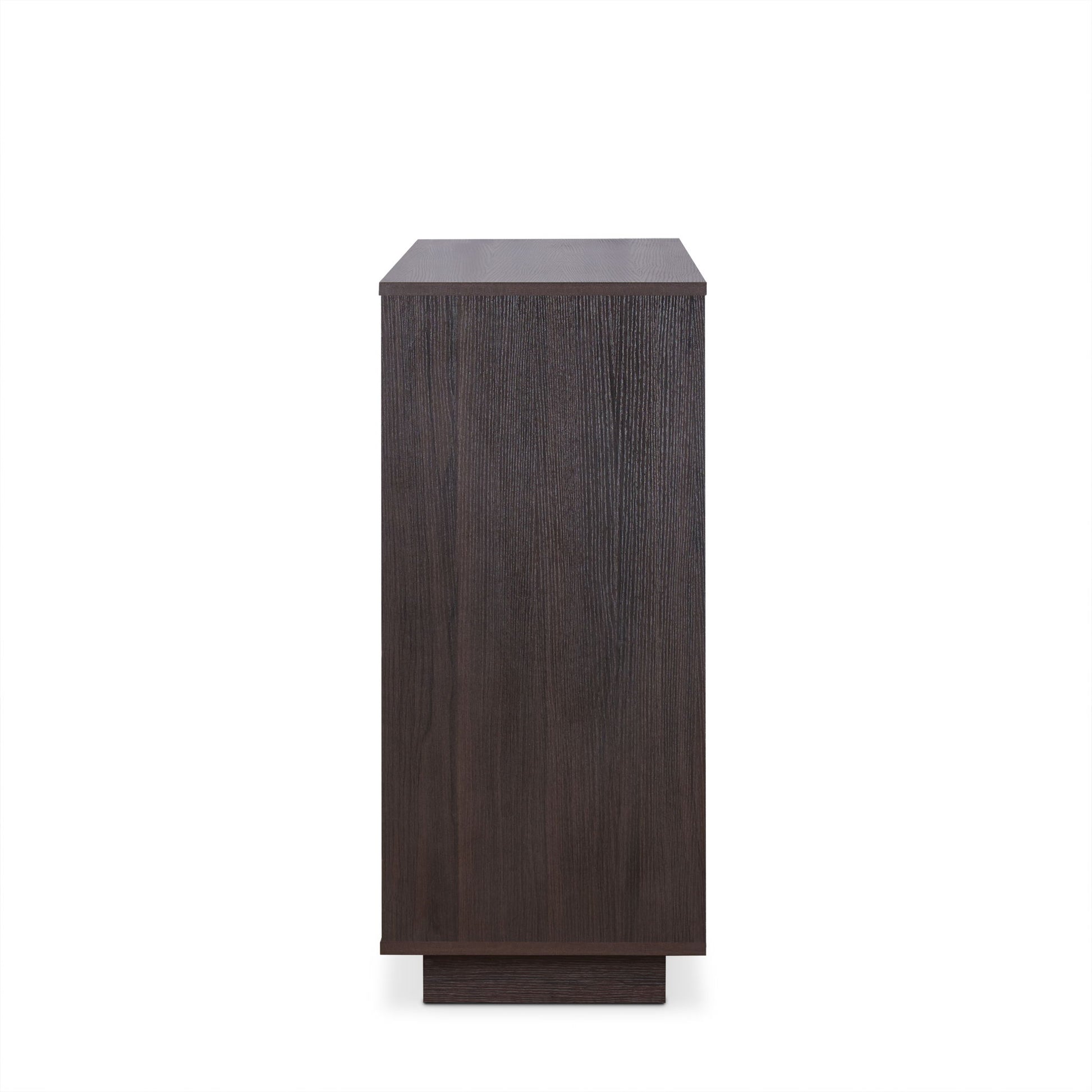 The Hazen - Wine Cabinet II in Espresso features a flat rectangular side profile with a subtle wood grain texture, displayed against a plain white background.