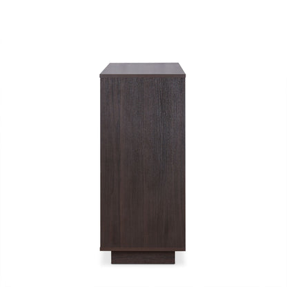 The Hazen - Wine Cabinet II in Espresso features a flat rectangular side profile with a subtle wood grain texture, displayed against a plain white background.