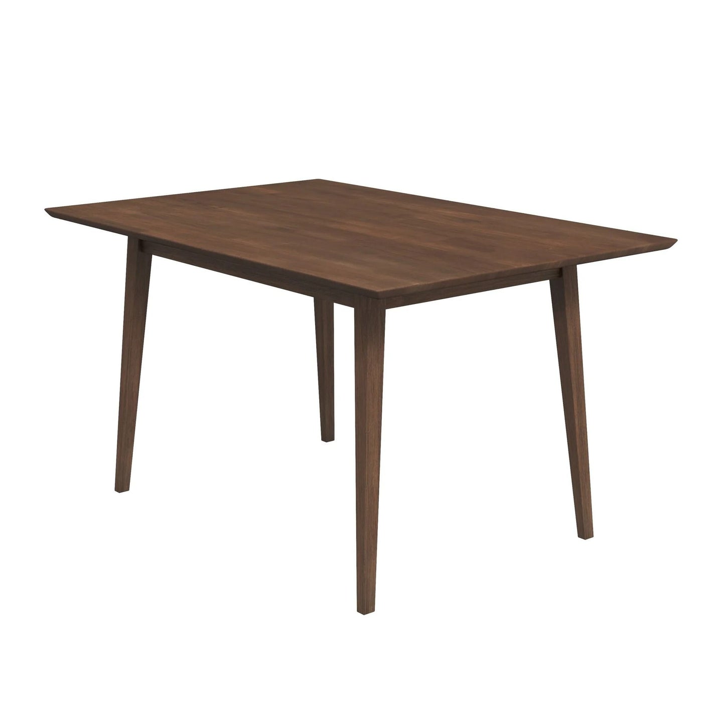 The Levi - Modern Style Rectangular Dining Kitchen Table features four angled legs and a smooth, dark brown finish, displayed against a plain white background.