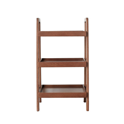 Premium Storage Organizer: 3-tier walnut beech shoe rack for entryway or living room, with a minimalist design and rectangular shelves, shown against a plain white background.