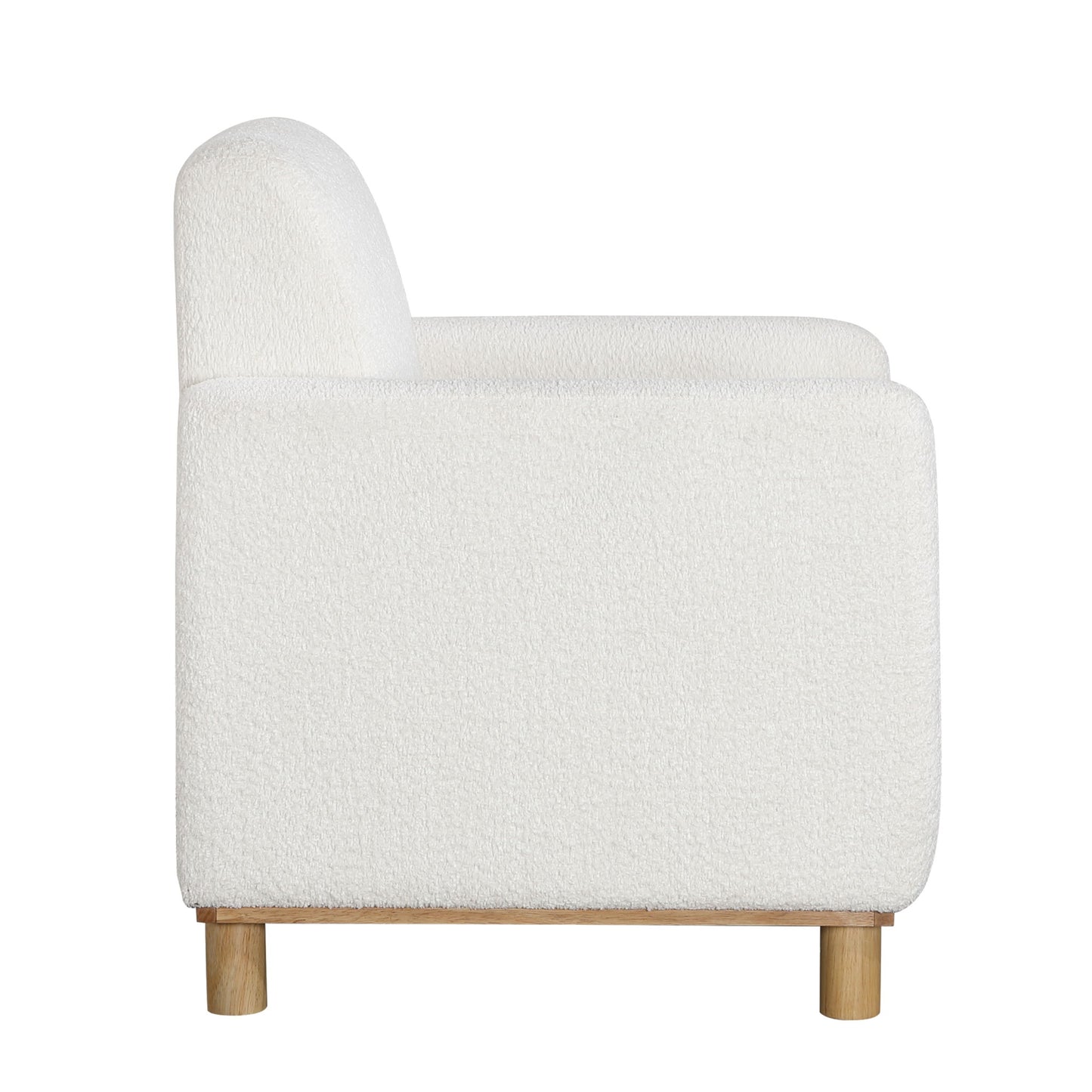 Mason - Boucle Fabric Arm Chair With Wooden Legs - White