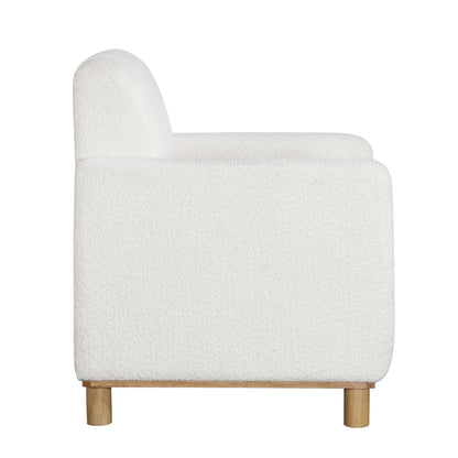 Mason - Boucle Fabric Arm Chair With Wooden Legs - White