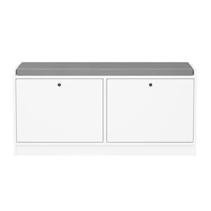 Shoe Storage Bench With Cushion, Entryway Organizer Cabinet For Hallway - White