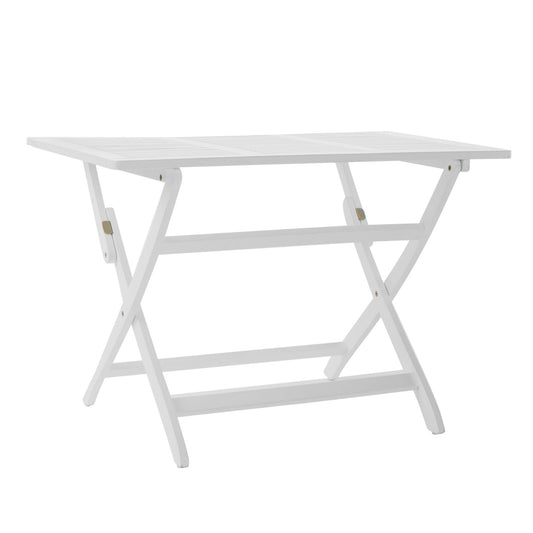 The Blissique Outdoor Foldable Wood Dining Table features a slatted rectangular top and crossed legs on a white background. Lightweight, portable, and foldable, it's ideal for both indoor and outdoor use.