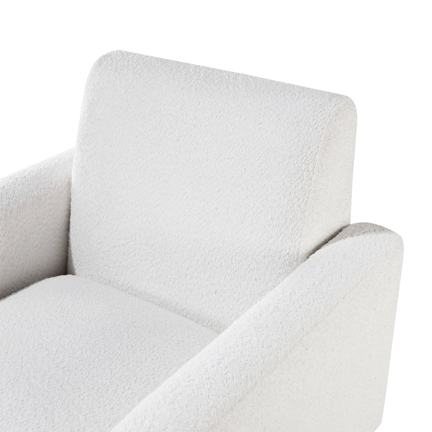 Caius - Modern Arm Chair With Boucle And Wooden Legs - White