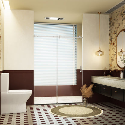 Frameless Single Sliding Shower Doors With Reversible Installation, 5 / 16" Tempered Glass - Chrome