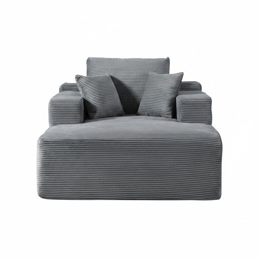 Convertible Chaise Lounge Chair With Wide Armrest & Throw Pillows