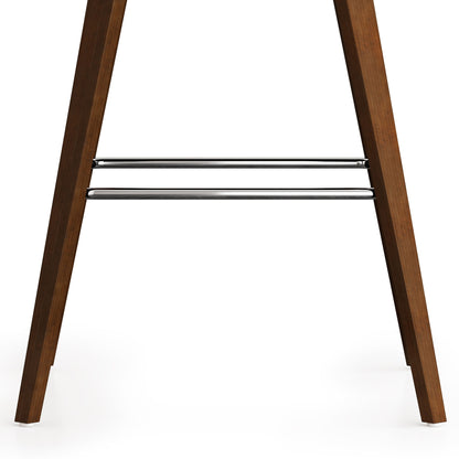 Close-up of the lower part of the Randolph Bentwood - Counter / Bar Height Stool (Set of 2), showcasing its angled wooden legs and dual horizontal metal footrests. Background is plain white.