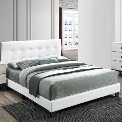 Modern Style Bed With Upholstered Rectangle Headboard