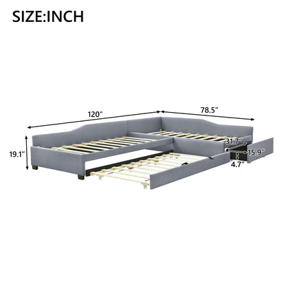 Upholstered Double Daybed With Trundle And Drawer