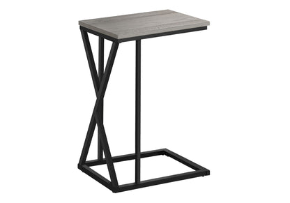 The Accent Table C-Shaped, Contemporary & Modern features a light wood top, black metal frame, and crisscross supports for a stylish and functional addition to any room.