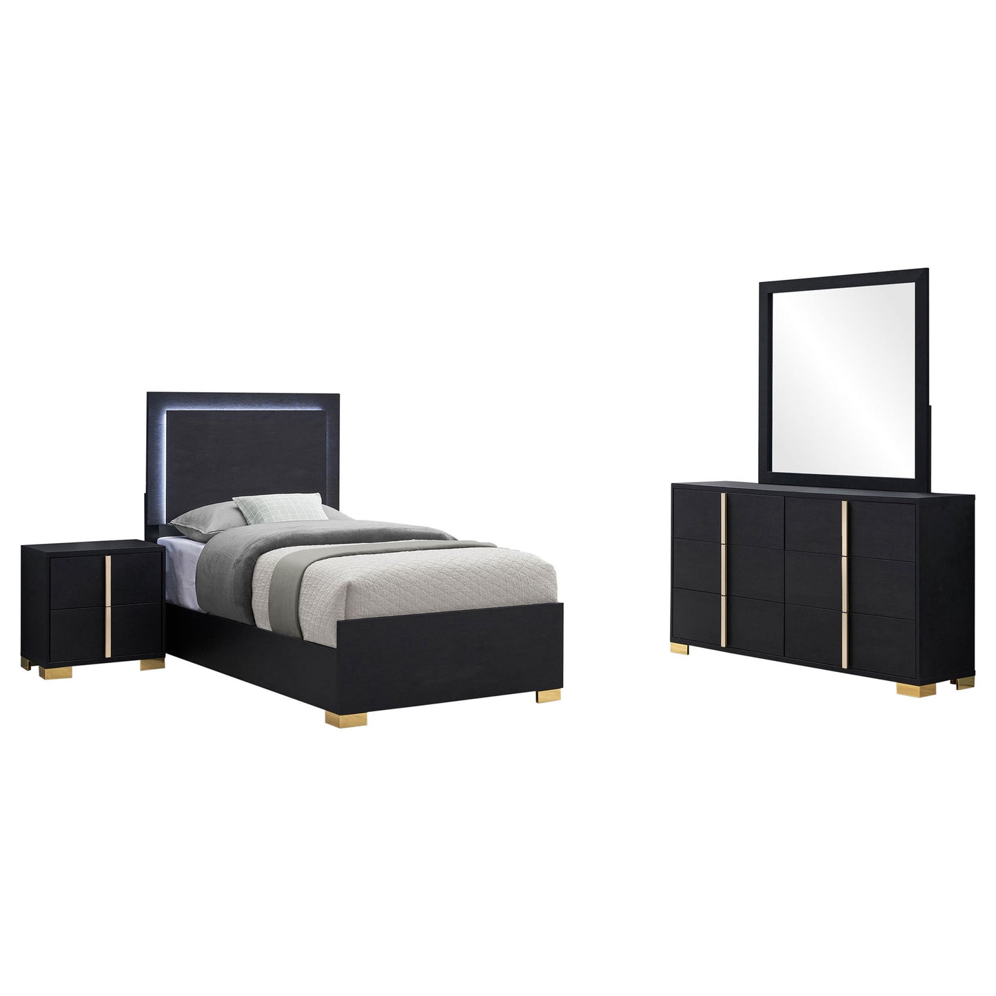 Medici - 4 Piece LED Twin Bedroom Set - Black