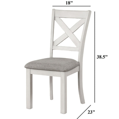 Dining Chairs With Cross Back, Cushion Seat (Set of 2) - White