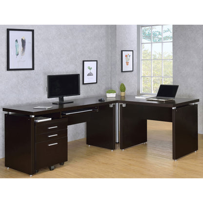 Ulloa - L Shape Desk With Mobile File Cabinet - Cappuccino