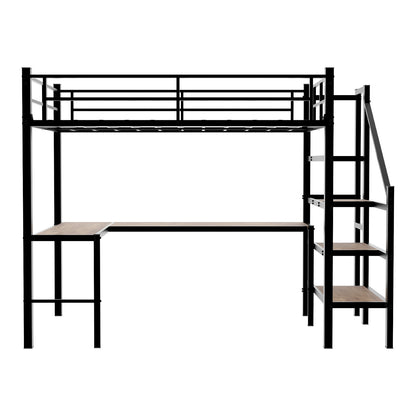 Loft Bed With L-Shaped Desk, Large Storage Space