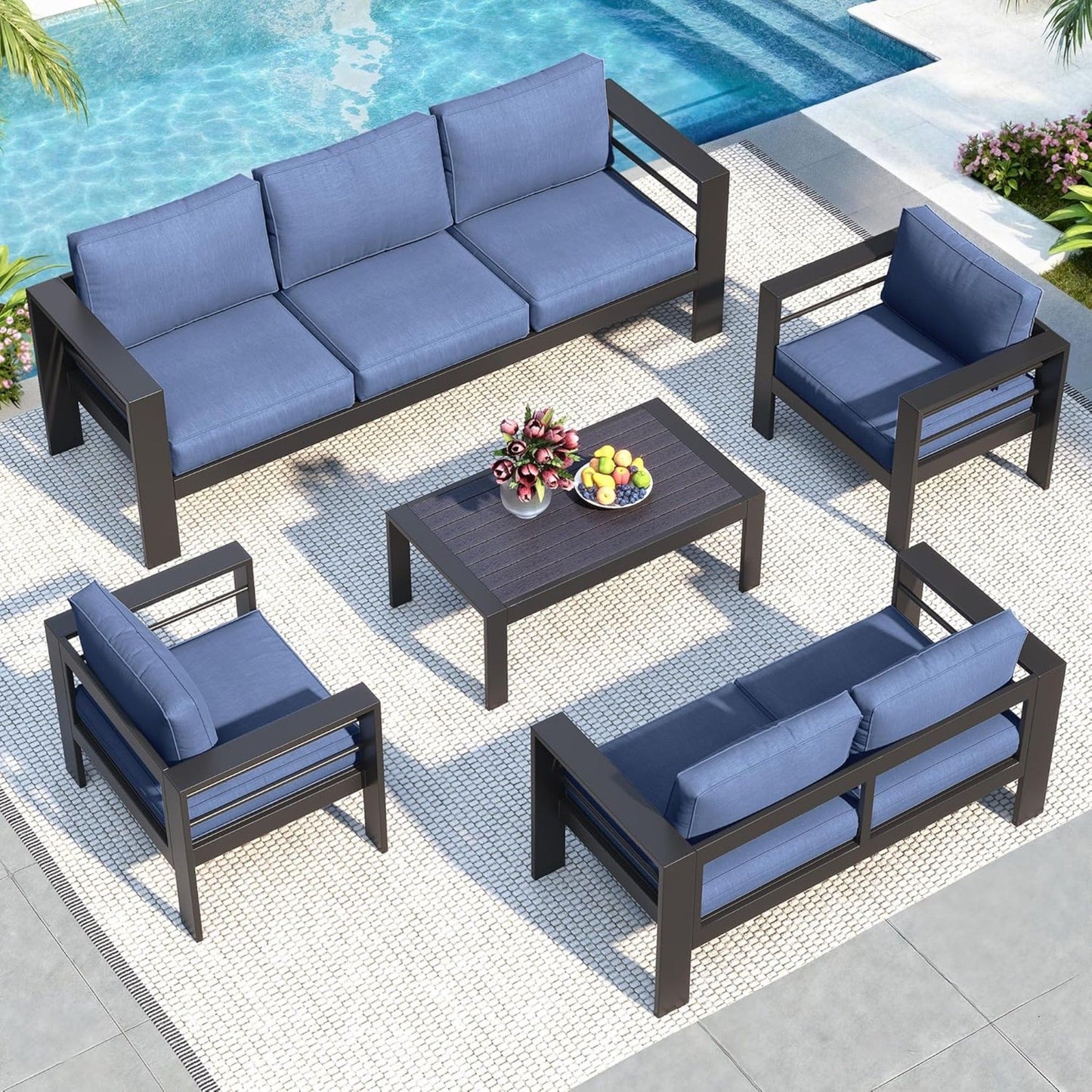 Outdoor Patio Set, All-Weather With Thick Cushions