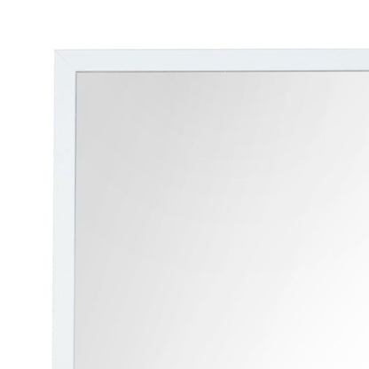 A close-up of the upper left corner of the Couch.com Maloise Mirror White, featuring a modern wood frame with a white finish, set against a plain white background.