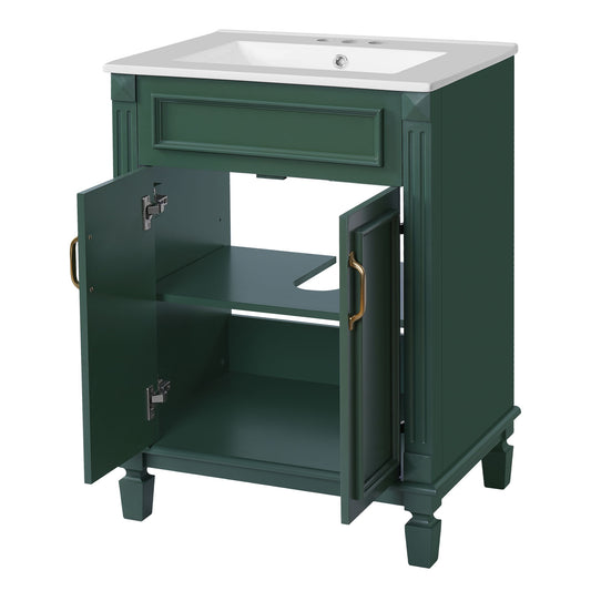Bathroom Vanity With Top Sink, Cabinet With 2 Soft Closing Doors