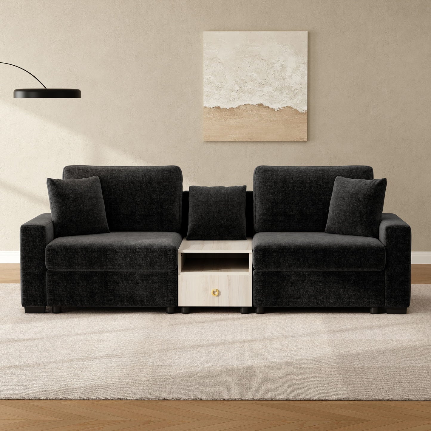 Modular Sofa Couch With Storage Armrest And Center Console