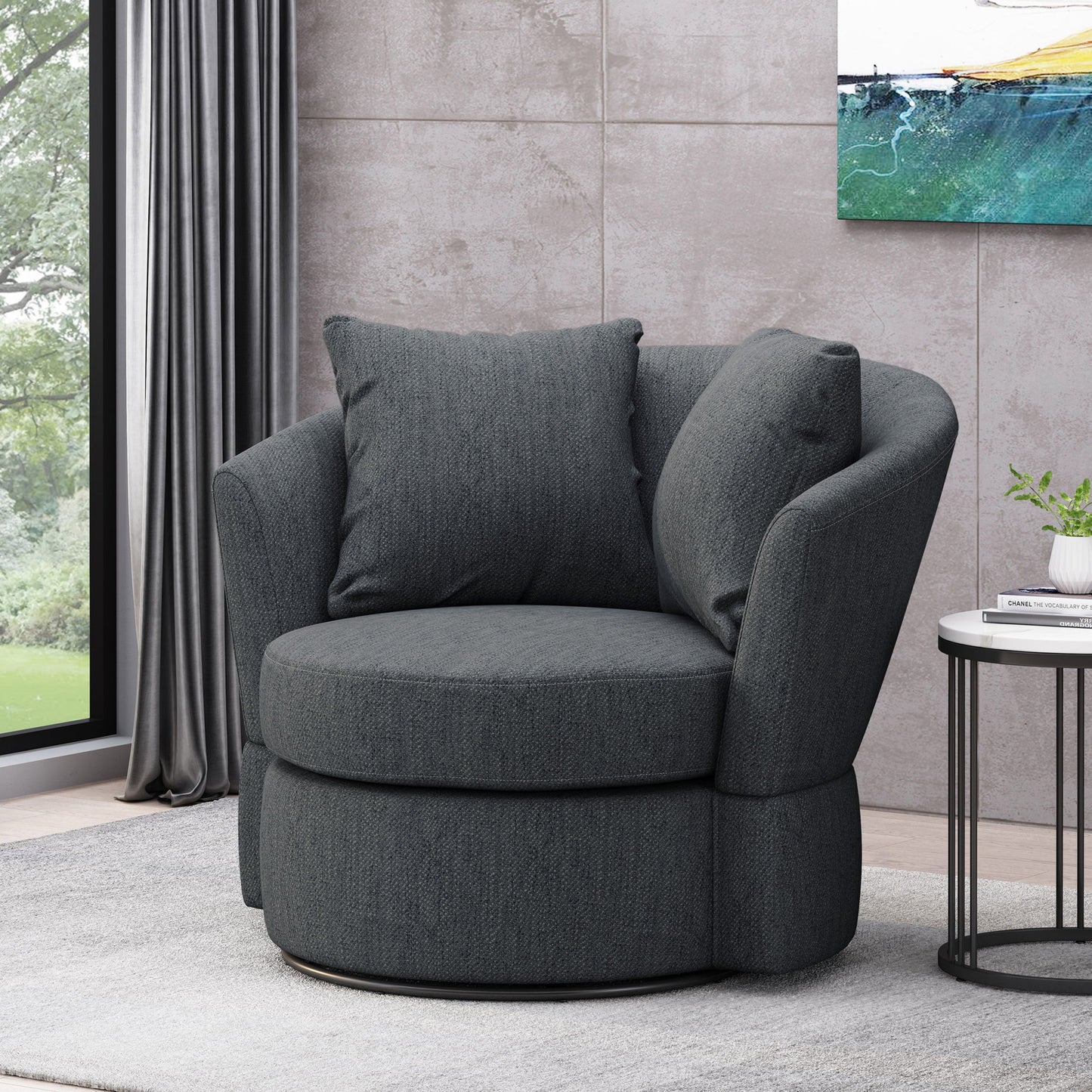 Swivel Club Chair With Circular Design