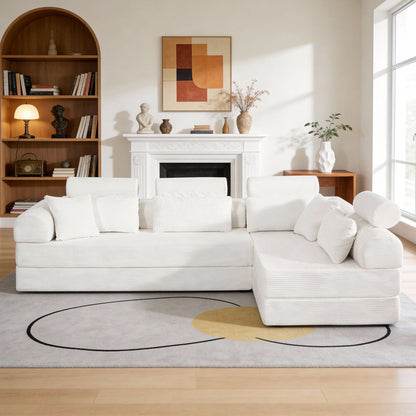 Modern L-Shape Modular Sectional Sofa, Compressed Design
